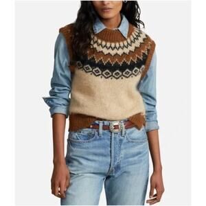 POLO RALPH LAUREN Sz XXL Alpaca Blend Fair Isle Intarsia Knit Sweater Vest